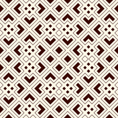 Outline seamless pattern with geometric figures. Repeated squares and rhombuses ornamental abstract background.