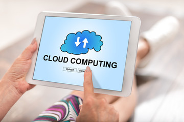 Cloud computing concept on a tablet
