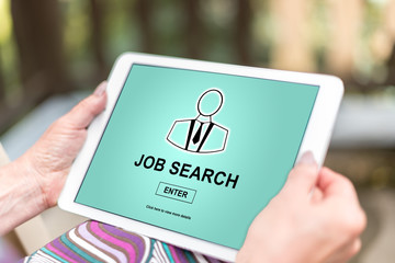 Job search concept on a tablet