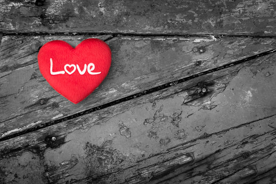 red heart on wooden background,happy valentine's day concept.i love you.