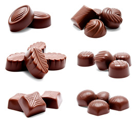 Collection of photos assortment of chocolate candies