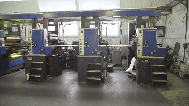 Process of several presses operation, whole picture.