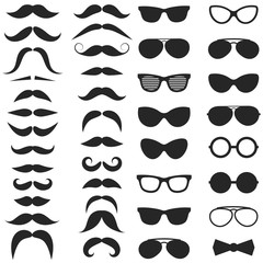 Set of hipster mustache and glasses