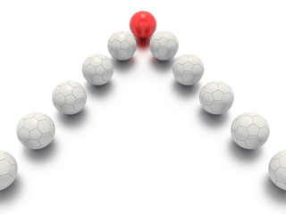 A Concept Graphic featuring a stylized leadership or teamwork ideas, depicted through a soccer ball sphere theme. 