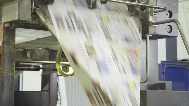 Fast moving of automatic line with paper on machine in printing house