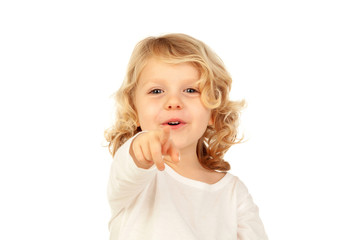 Cute kid pointing with his finger