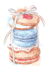 desserts watercolor illustration