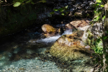 Tiny rapids at the Val Vertova torrent Lombardy near Bergamo in