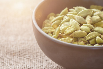 cardamom in bowl closeup