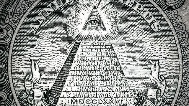 all-seeing eye on the one dollar. New world order. elite characters. 1 dollar. Mason sign symbol