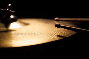Drum sticks and cymbal detail