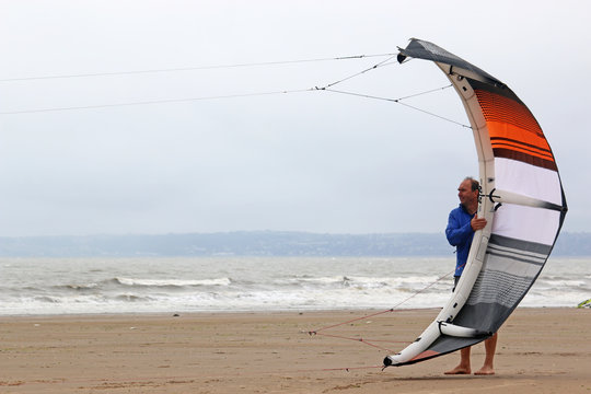 kitesurfer launching a kite