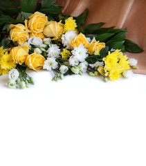 Beautiful flowers with white background for text