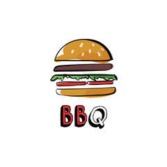 Hand drawn burger bbq