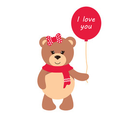 cute teddy with balloon