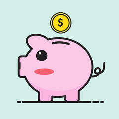Pig bank cartoon vector design.
