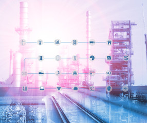 industry 4.0 ,   file of Tubes running in the direction or Pipeline transportation is most common way of transporting goods such as Oil, natural gas or water on long distances.