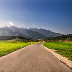 road through Alps.