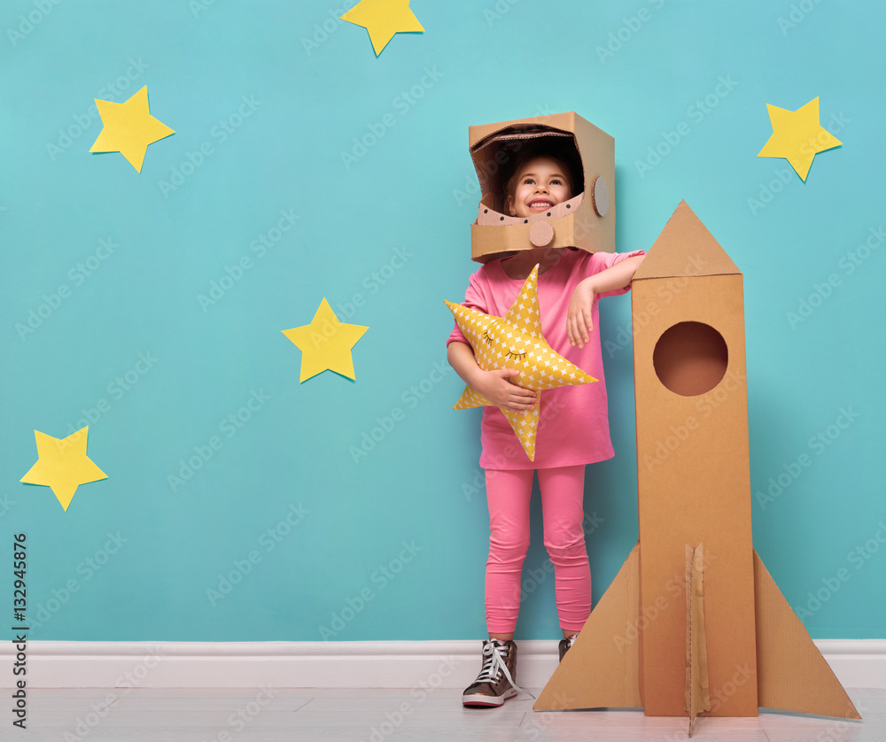 Poster girl in an astronaut costume