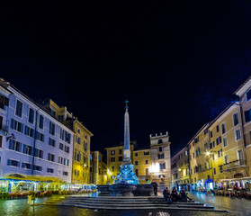 square in Rome at night