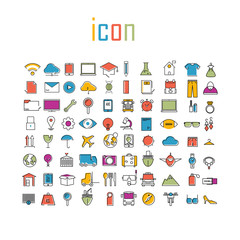 All line icons color of technology school logistics internet tou