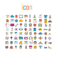 Fototapeta premium All line icons color of technology school logistics internet tou
