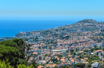 Fototapeta na wymiar View of Funchal city from the mountain.