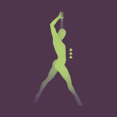 Fototapeta na wymiar Man is Posing and Dancing. Silhouette of a Dancer.