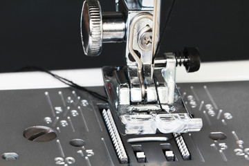 Sewing machine close up detail  trendy macro photo