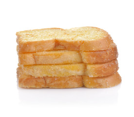 butter crispy bread topping sugar on white background