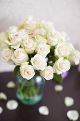 Wedding decor bouquet of roses flowers.