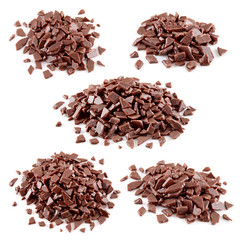 Chocolate Chips. Morsels isolated on white background. Collectio