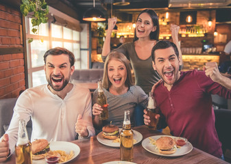 Friends resting in cafe