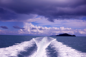 Sea Island and the rain clouds sky in Thailand. 