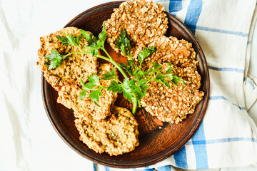 raw carrot burgers with lentils and buckwheat, dry,