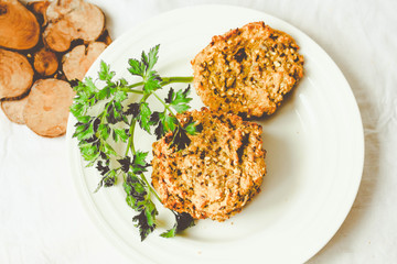 carrot burgers with lentils and buckwheat, , vegan, toning