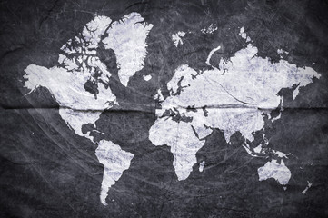 The shape of the continents on grunge background