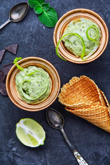 ice cream with mint and lime