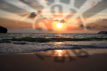 New year backgrounds with number 2016-2017 with sunrise on the beach. 