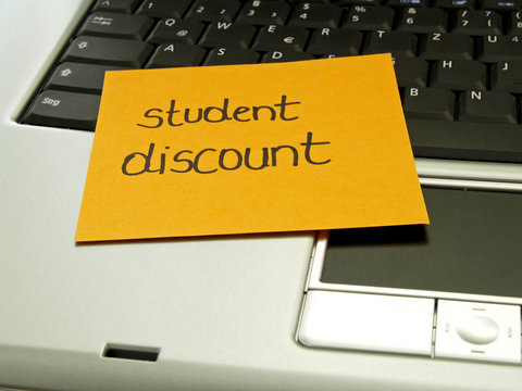 Memo note on notebook, student discount