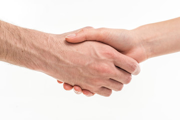 Fototapeta premium Male and female hands handshaking