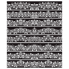 Black white vintage elements for vector brushes creating. Borders templates kit for frames design and page decorations.