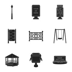 Park set icons in black style. Big collection of park vector symbol stock illustration