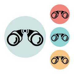 binoculars icon isolated vector sign symbol, on blue, red, yellow background. Tourism elements. Can be used in logo, UI and web design