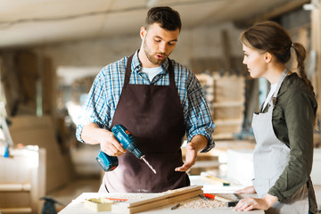 Drilling wooden plank