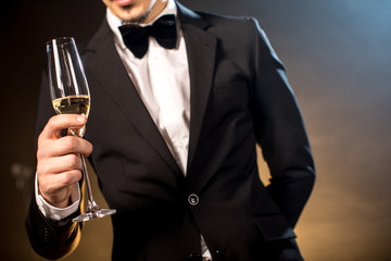 Man holding champagne glass