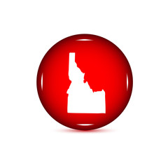 Map of the U.S. state of Idaho. Red button on a white background