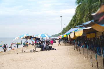 Chonburi, Thailand - January 4, 2017 : Bangsaen Beach with Peopl