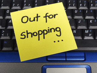 Memo note on notebook, out for shopping