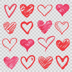 hand drawn vector hearts